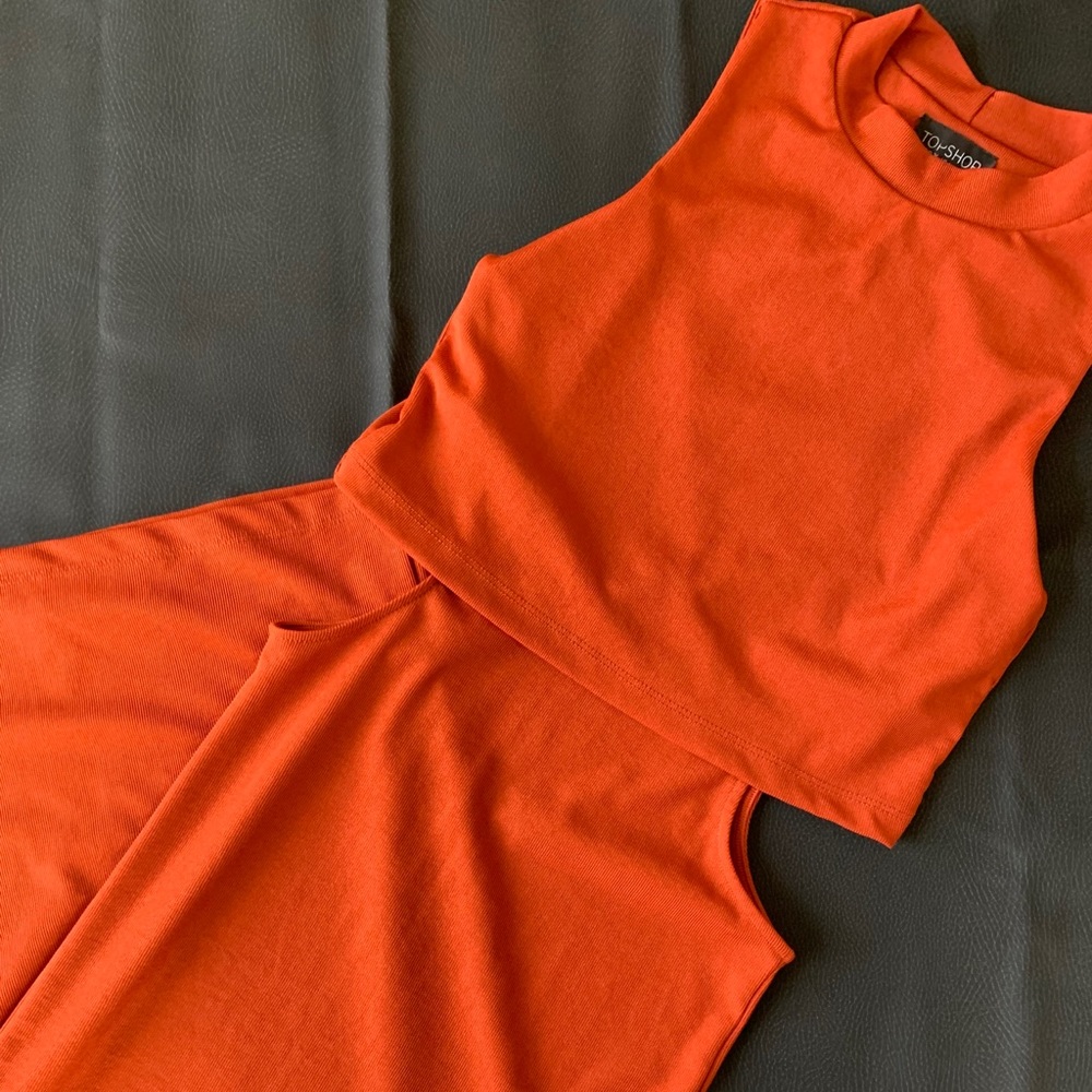 TopShop Rusty Orange Cut Out Midi Dress